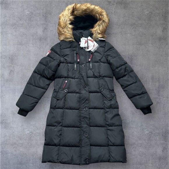 Canada Weathergear Long Puffer Jacket Black Waterproof Shell